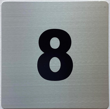 Apartment number 8 sign 4x4 inch, SILVER, with double sided tape ...
