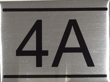 APARTMENT NUMBER SIGN -4A -BRUSHED ALUMINUM (2.25X3, Aluminium))