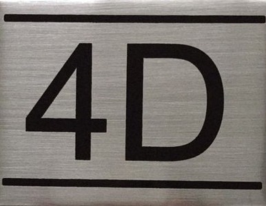 Warning Sign 4d APARTMENT NUMBER SIGN -4D -BRUSHED ALUMINUM (2.25X3, Aluminium))