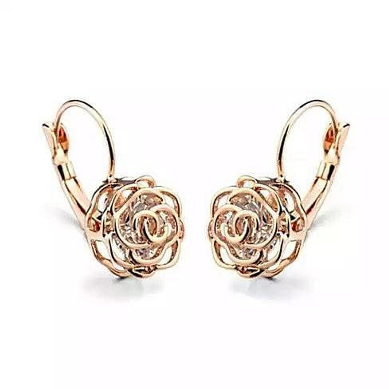 Color: 18kt Rose Gold Plt. - ROSE IS A ROSE 18kt Rose Crystal Earrings In White Yellow And Rose Gol K290-9301033669