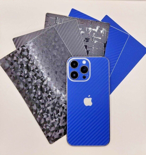 iPhone 14 Pro Max Back cover vinyl pvc skin [Carbon Fiber/Diamond/Blue Sand]