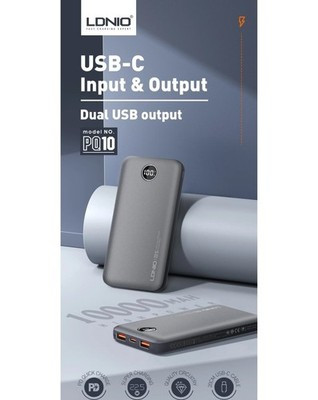 LDNIO PQ10 Ultra-thin Digital Display Power Bank (10000 mAh / 22.5W)