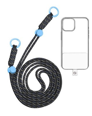 Adjustable Braided Phone Lanyard (3.6ft) (DARK BLUE and WHITE)