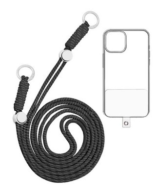 Adjustable Braided Phone Lanyard (3.6ft) (BLACK and WHITE)