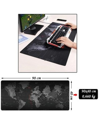 World Map Locked-Edge Mouse Pad (90x40cm) (2mm Thickness)