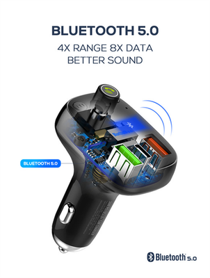 LDNIO C704Q Bluetooth 5.0 FM with 2X USB A+C Car Charger with USB C-L Cable (3f