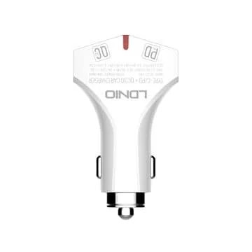 LDNIO C60P PD QC3.0 Dual USB A+C Car Charger with USB A-M Cable (3ft) (36W)