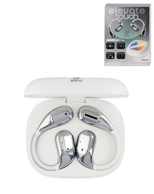 ELEVATE On-Ear True Wireless Earbuds with Touchscreen Smart Case (WHITE)