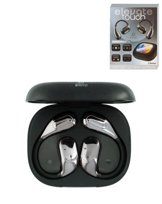 ELEVATE On-Ear True Wireless Earbuds with Touchscreen Smart Case (BLACK)