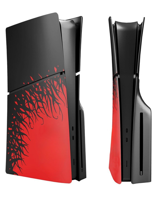 Faceplate Cover (BLACK and RED) (4 Piece Set) for PlayStation 5 Slim Disc Editi