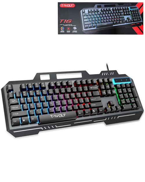 Iron-Plate Lightning Style RGB Full Size Gaming Keyboard (T16)