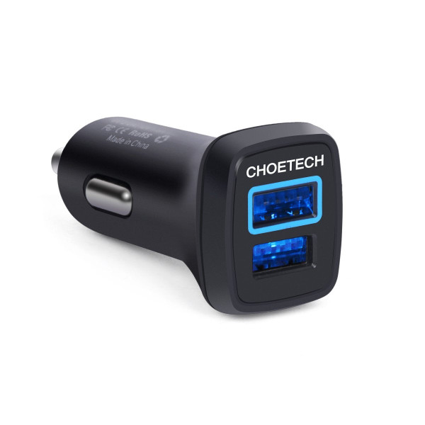 Car Charger-CHOE 30W Quick Charge 2.0 Fast Charger Dual USB Quick Car Charger with Micro USB Cable