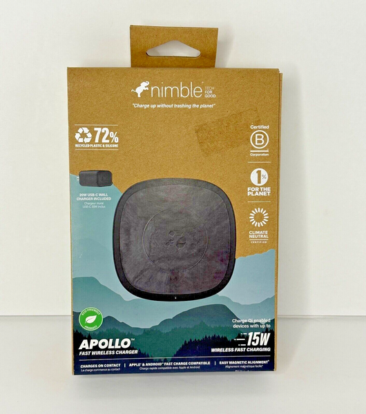Nimble Apollo 15W Fast Wireless Qi Charger for iPhone/Samsungs- Black