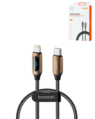 Toocki USB C-L Non-MFI Fast Charging Data Cable with Display (BROWN) (3ft) (20W