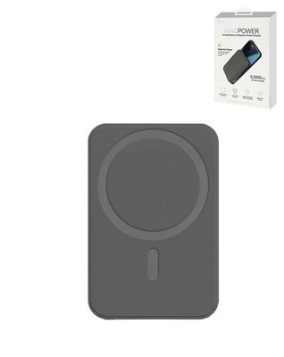 POMGEAR MagPower Portable Magnetic Wireless Power Bank (BLACK) (5000mAh)