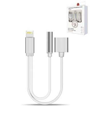 2in1 USB-L Charging and Data and3.5mm Headphone Jack Adapter (SILVER)