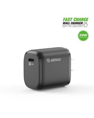 Esoulk USB C Wall Adapter (20W) (BLACK)