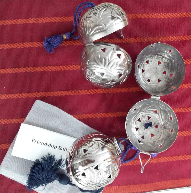 Friendship Ball Blue & Gold Giftboxed with affirmation card + stand.