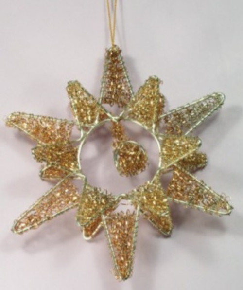 Star. 3 D Nakshi on wire frame. 6 inches. Gold  NA11G