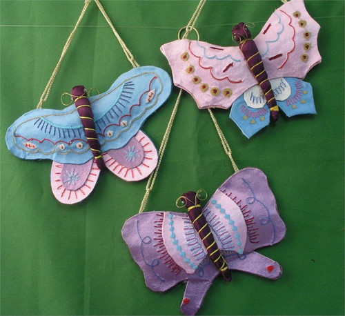 Silk Butterfly Christmas Ornament A101LB. Limited stock