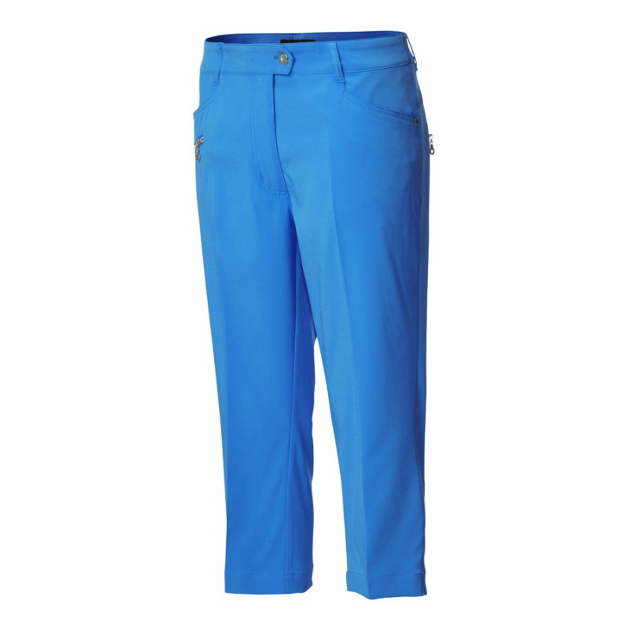 JRB Ladies CAPRI CROPPED Golf Trousers Azure Blue + FREE Socks