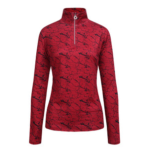 JRB Ladies 1/4 Zipped Golf Top Red Black Print JRB Ladies 1/4 Zipped Golf Top Red Black Print