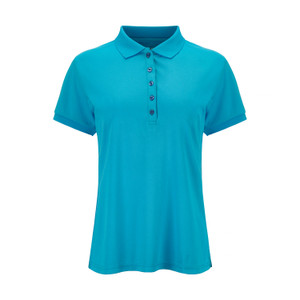 JRB Ladies Plain Pique Golf Shirt River Blue - Sleeved or Sleeveless