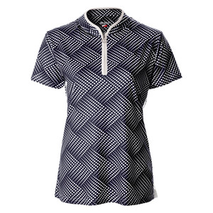 JRB Ladies Fashion Print Golf Shirt Navy Dot JRB Ladies Fashion Print Golf Shirt Navy Dot