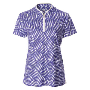 JRB Ladies Fashion Print Golf Shirt Dusted Peri Dot 