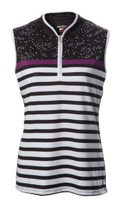 JRB Ladies Fashion Print Golf Shirt Grape Stripe JRB Ladies Fashion Print Golf Shirt Grape Stripe