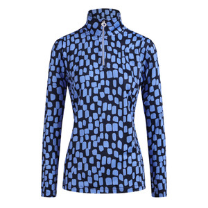 JRB Ladies 1/4 Zipped Golf Top Cornflower Print JRB Ladies 1/4 Zipped Golf Top Cornflower Print