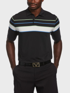 Callaway Mens Engineered Ventilated Stripe Polo Caviar Callaway Mens Engineered Ventilated Stripe Polo Caviar