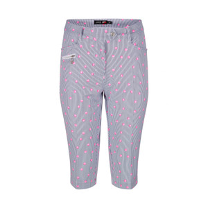 JRB Ladies Golf CITY SHORTS Stripe and Pink Spot Print + FREE Socks