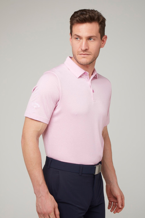 Callaway Golf Mens Heathered Jaquard Shirt Sunset Pink