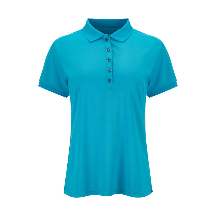 JRB Ladies Plain Pique Golf Shirt River Blue - Sleeved or Sleeveless