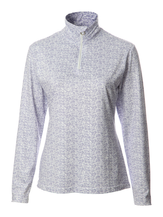 JRB Ladies 1/4 Zipped Golf Top White Purple Print 