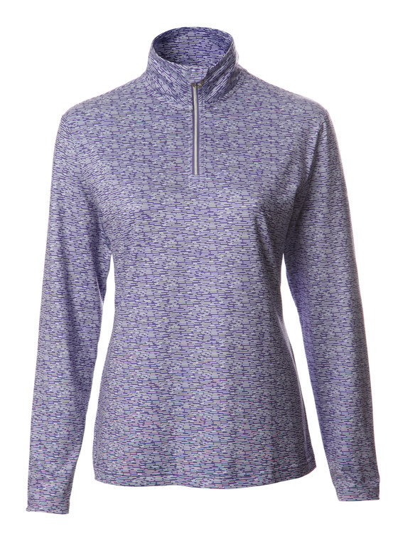 JRB Ladies 1/4 Zipped Golf Top Purple White Print