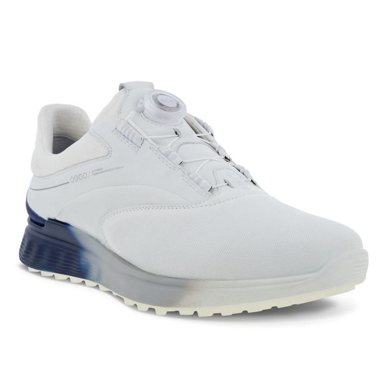 Ecco Mens S-Three Boa Golf Shoes White Blue Depths 2023