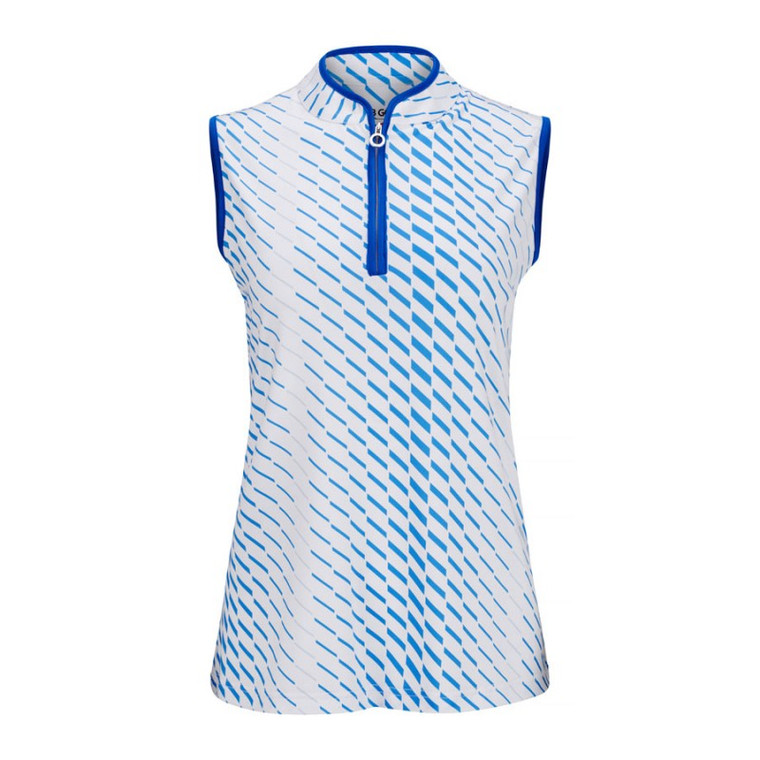 JRB Ladies Dash Print Golf Shirt Azure Blue