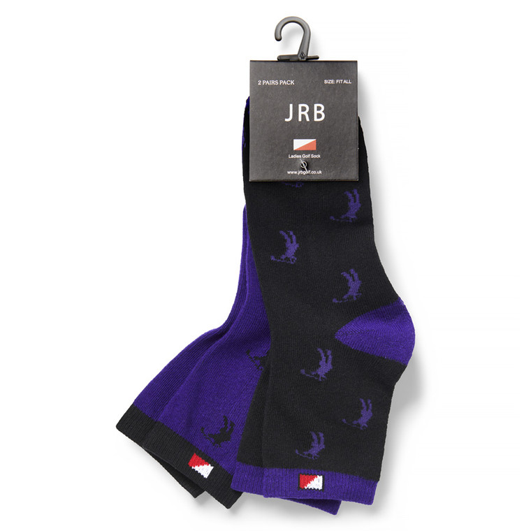 JRB Ladies Golf Ankle Socks Orchid Purple Black