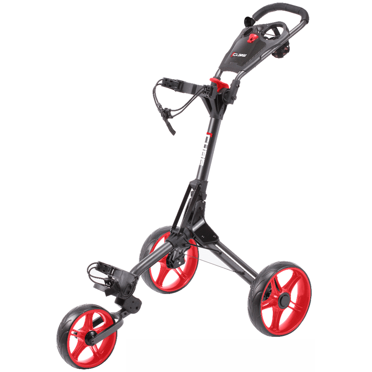 Skymax Cube 3 Wheel Golf Push Trolley Charcoal Red