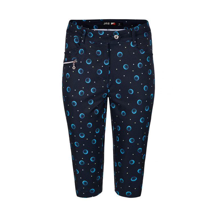 JRB Ladies Golf CITY SHORTS Navy/Blue/Lime Print + FREE Socks