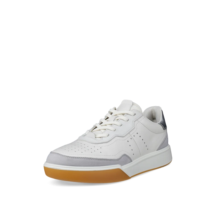 Ecco Women's Street Court Trainer Concrete White Silver
