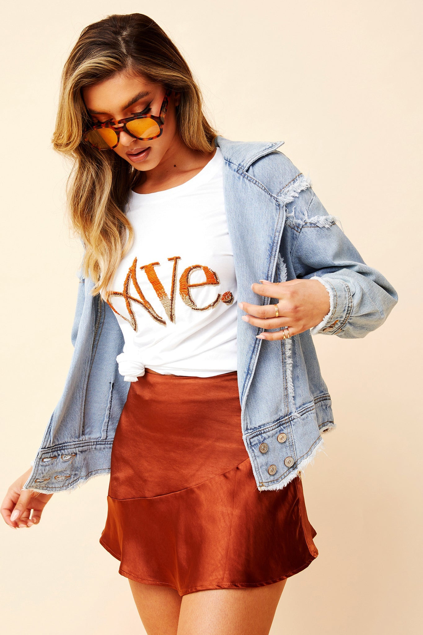 Reclaim Your Power Denim Jacket - Washed Blue | Sage and Paige AUS.