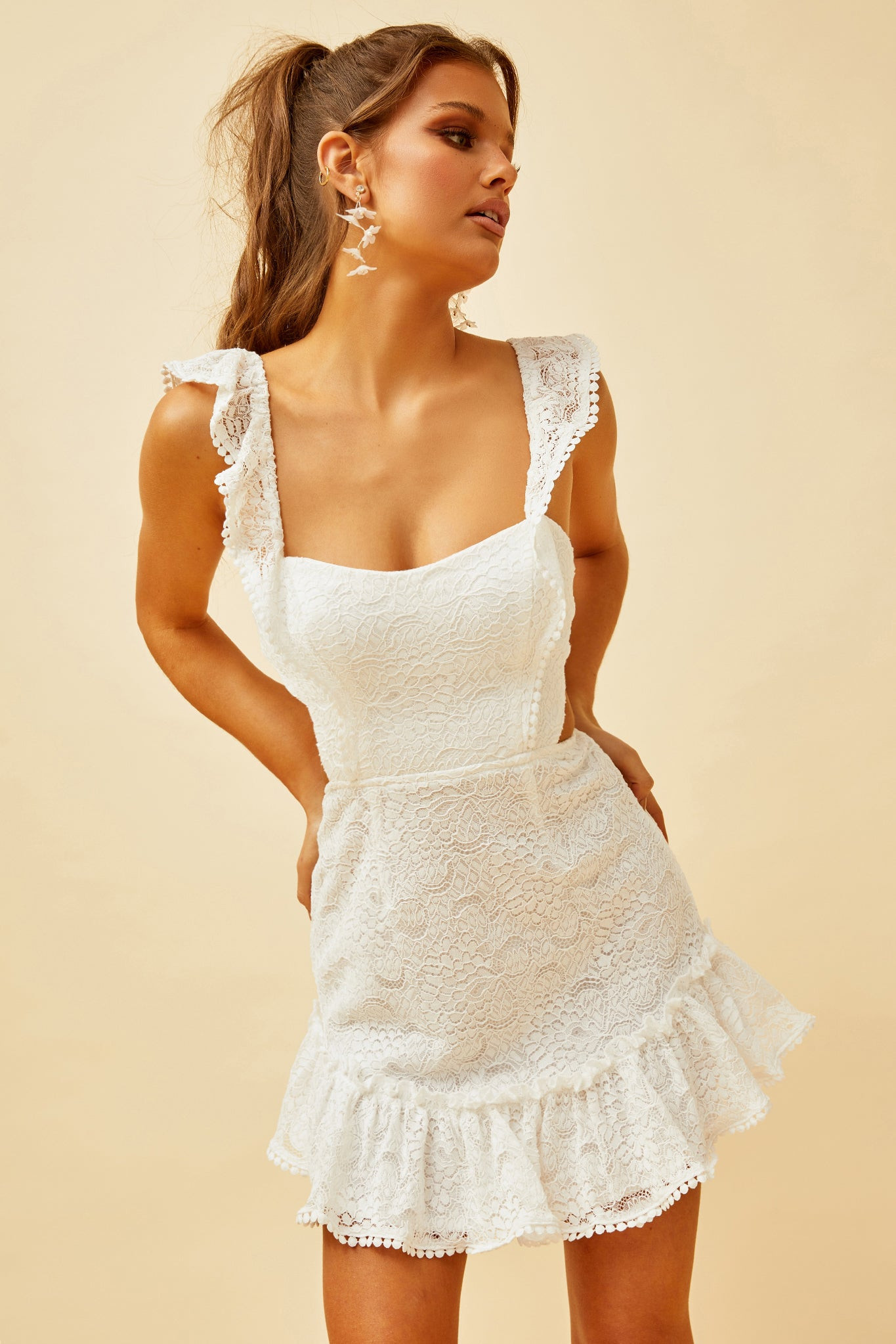 Marigold Lace Mini Dress - White | Sage and Paige AUS.