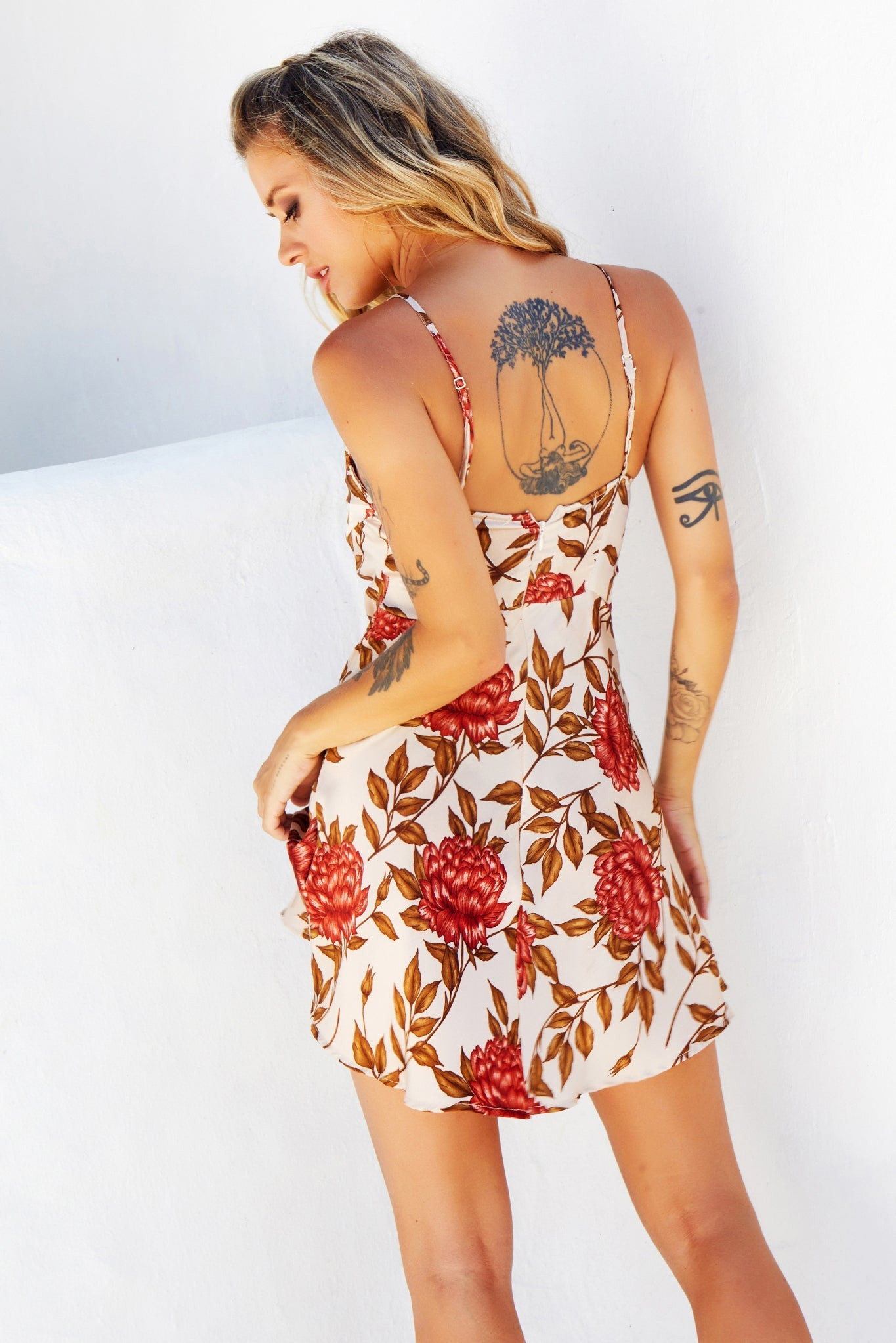 Charlotte Satin Mini Dress - Beige | Sage and Paige AUS.
