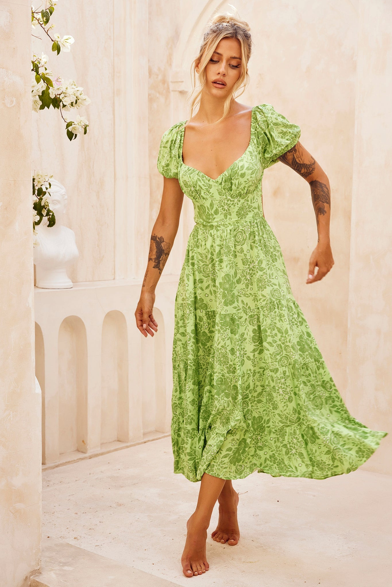 Crushing Midi Dress - Green | Sage and Paige AUS.