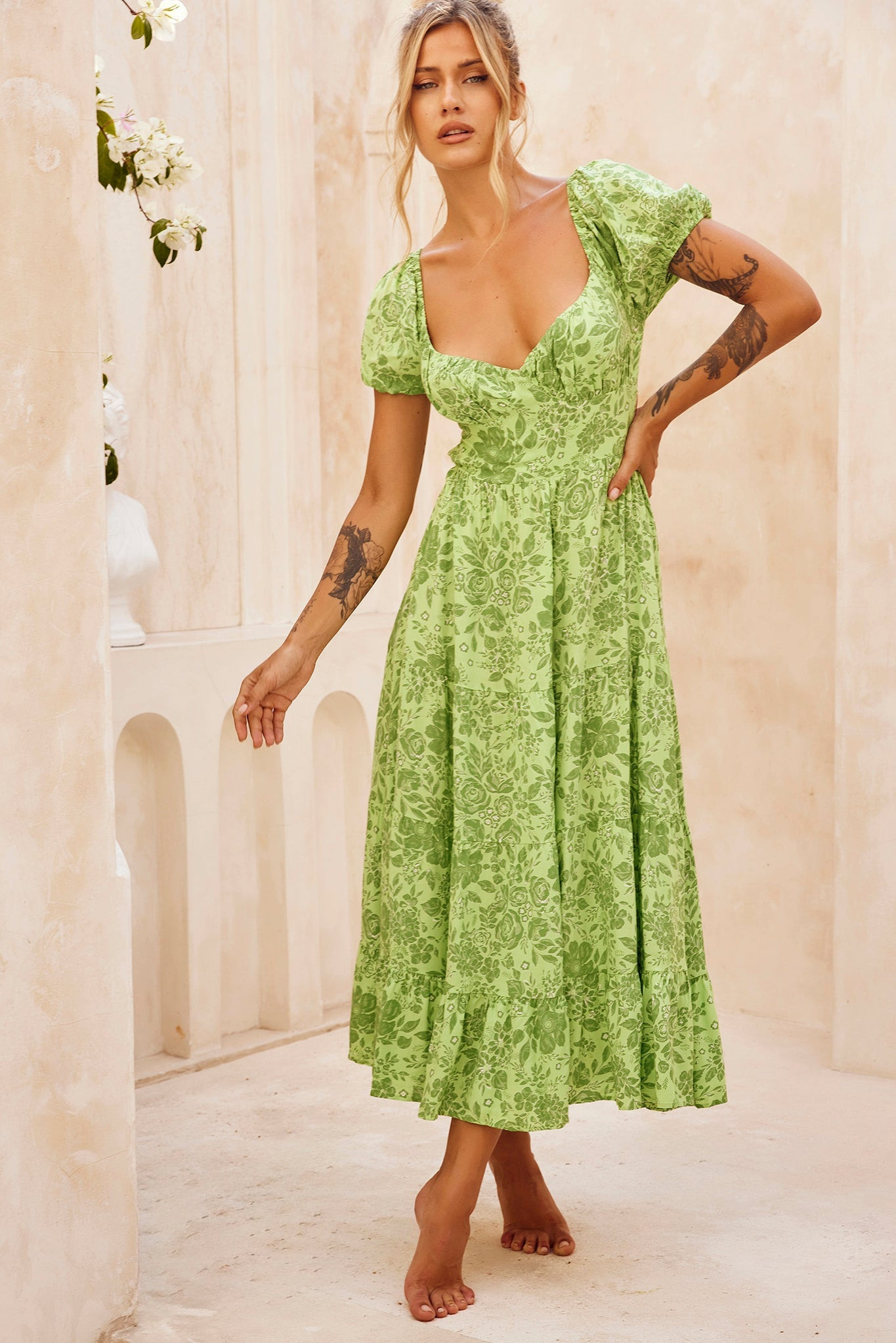 Crushing Midi Dress - Green | Sage and Paige AUS.