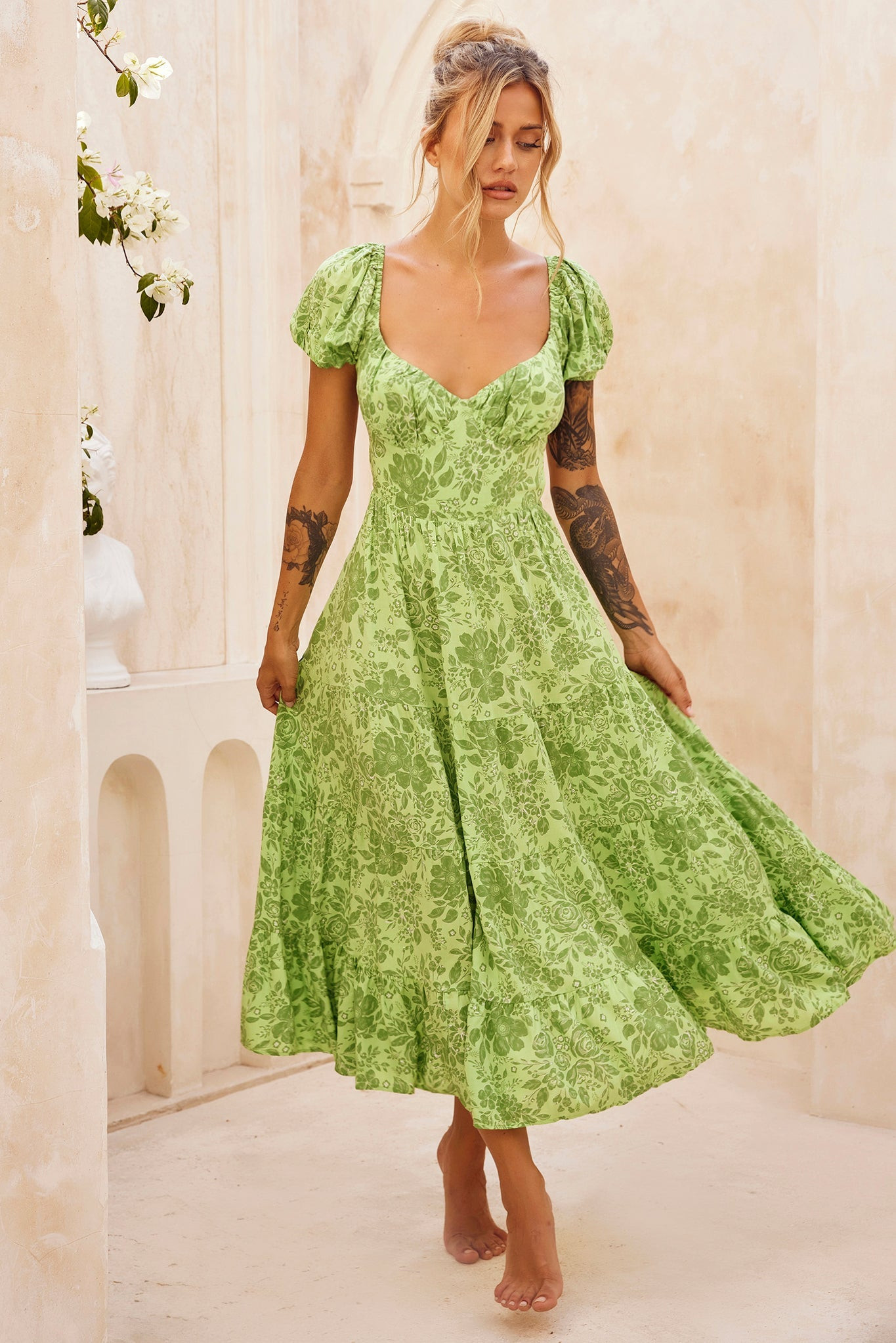 Crushing Midi Dress - Green | Sage and Paige AUS.