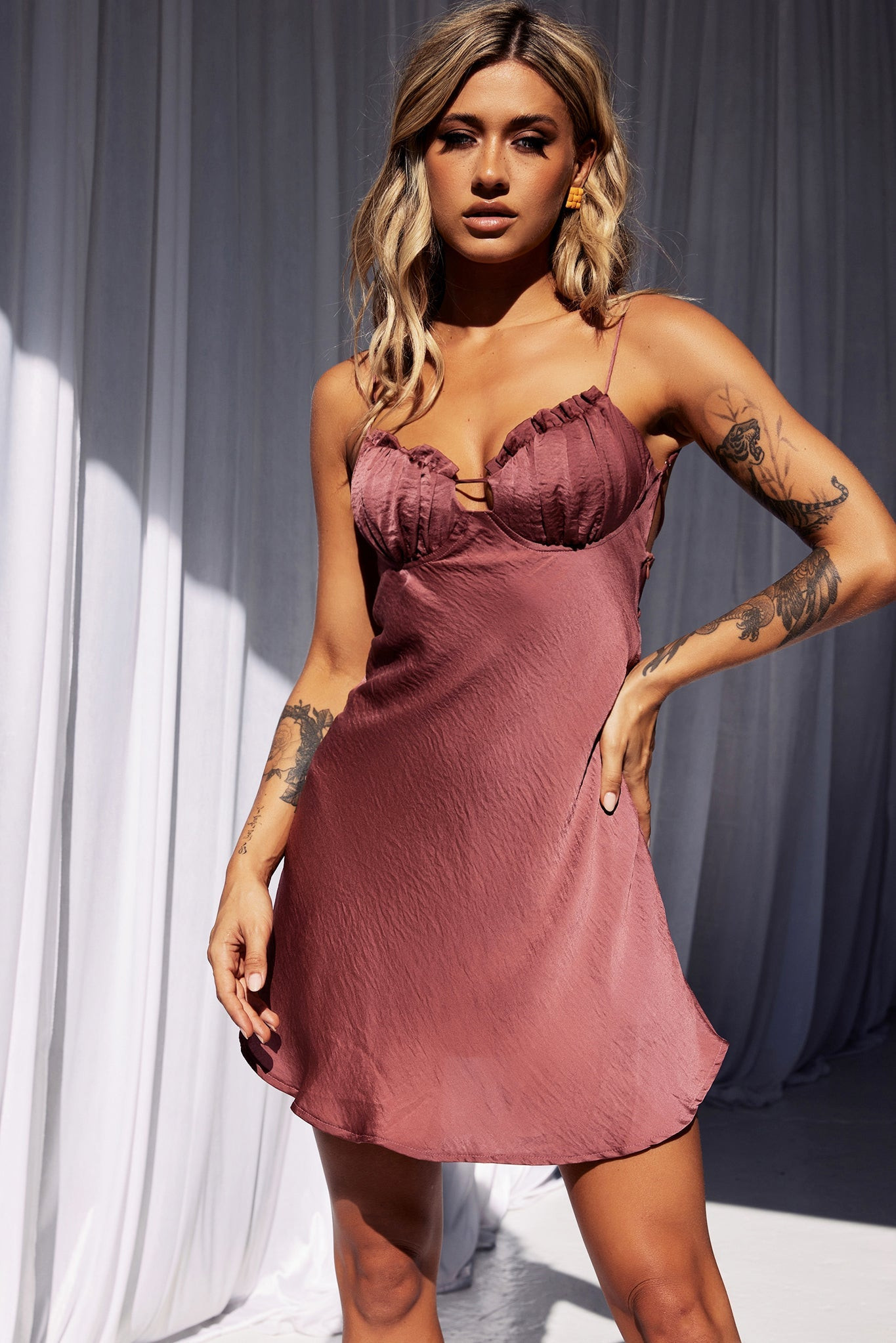 Big Mood Mini Dress - Antique Rose | Sage and Paige AUS.